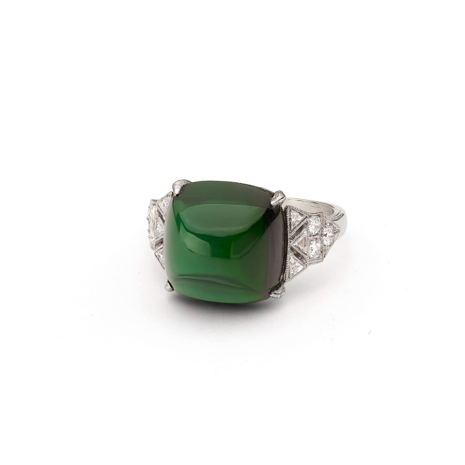 Platinum 9.16 ct Green Tourmaline Ring